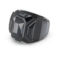 Anillo de cóctel Chroma, Negro, Baño rutenio