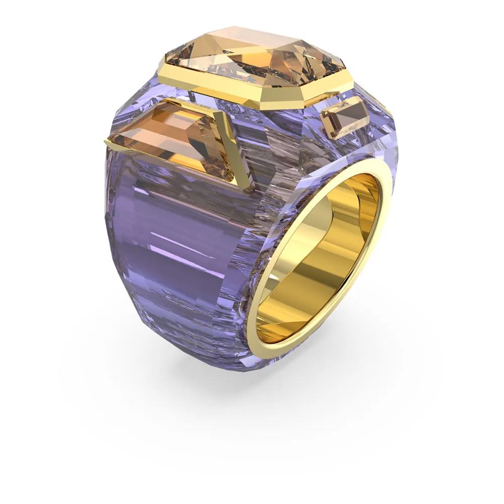 Anillo de cóctel Chroma, Morado, Baño tono oro