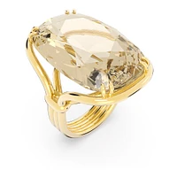 Anillo de cóctel Harmonia, Cristal gran tamaño, tono dorado, Baño oro