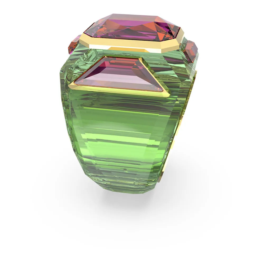 Anillo de cóctel Chroma, Verde, Baño tono oro