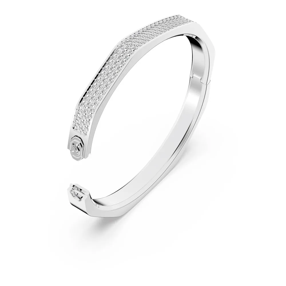 Brazalete Dextera, Forma octagonal, Pavé, Blanco, Baño de rodio