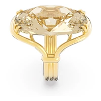 Anillo de cóctel Harmonia, Cristal gran tamaño, tono dorado, Baño oro