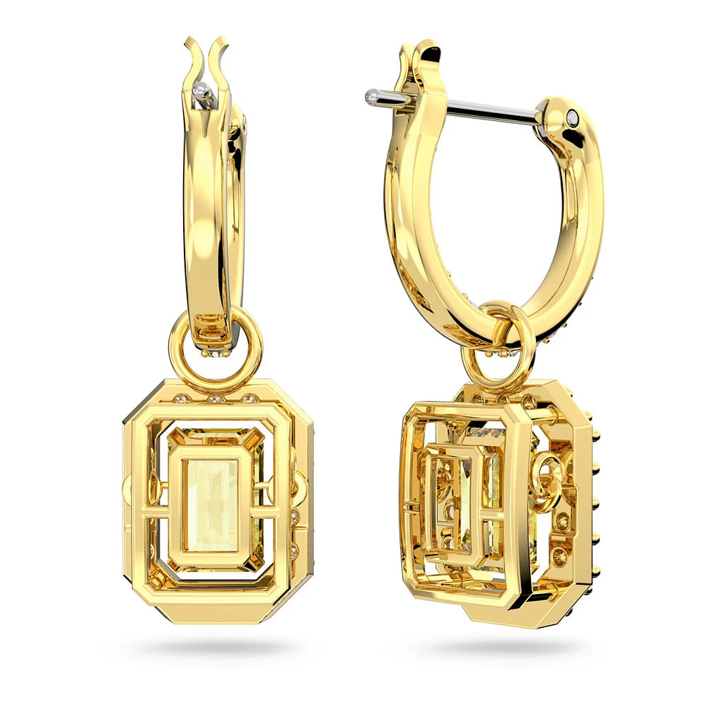 Pendientes Millenia, Talla octogonal, Amarillos, Baño tono oro