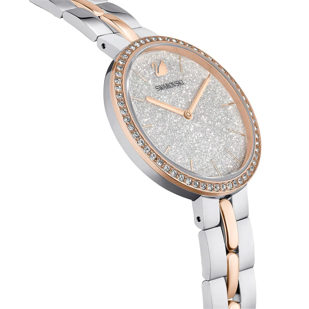 Reloj Cosmopolitan, Fabricado en Suiza, Brazalete de metal, Blanco, Acabado tono oro rosa