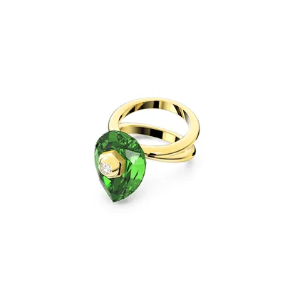 Anillo Numina, Talla pera, Verde, Baño tono oro