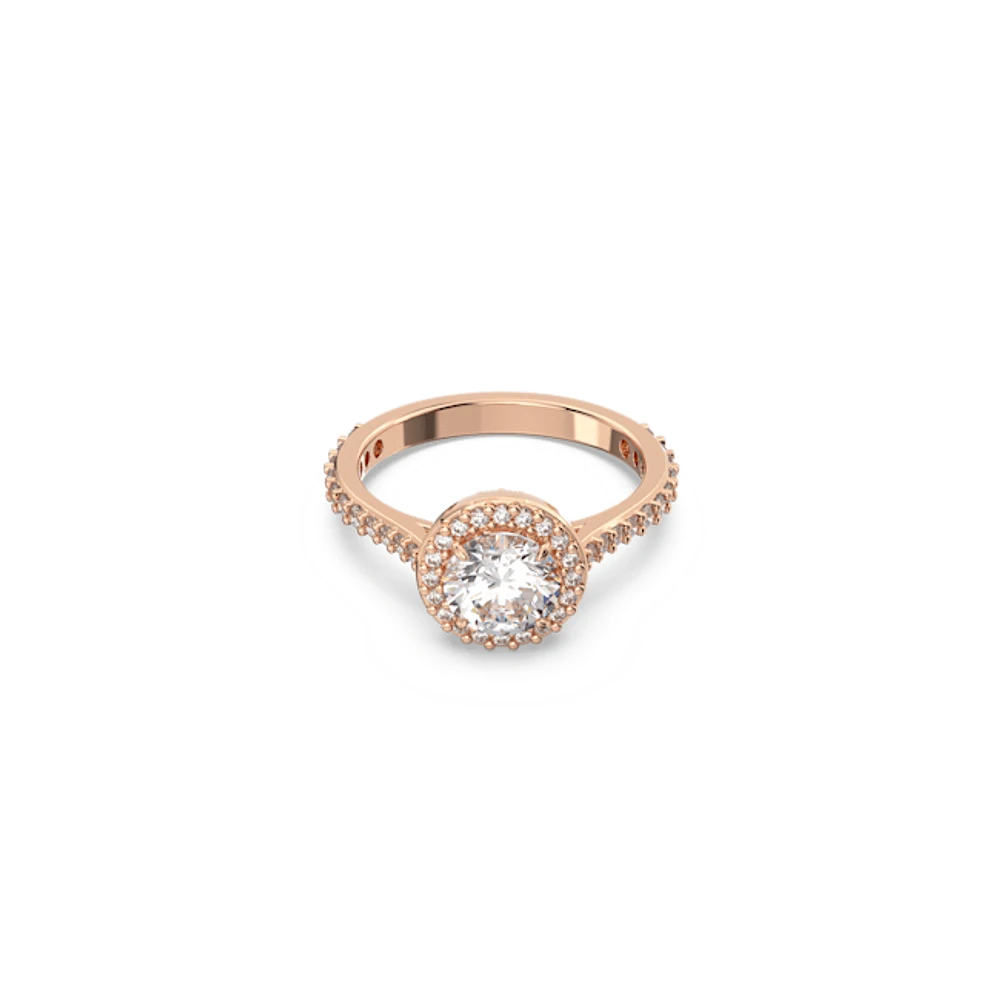 Anillo de cóctel Constella, Talla redonda, Pavé, Blanco, Baño tono oro rosa