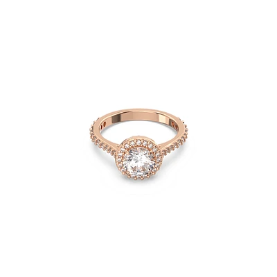 Anillo de cóctel Constella, Talla redonda, Pavé, Blanco, Baño tono oro rosa