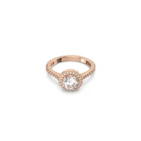 Anillo de cóctel Constella, Talla redonda, Pavé, Blanco, Baño tono oro rosa