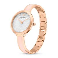 Reloj Crystalline Delight, Brazalete de metal, Rosa, Acabado tono oro rosa