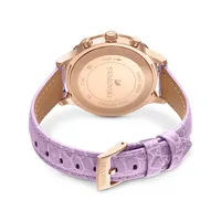 Reloj Octea Lux Chrono, Correa de piel, Morado, Acabado tono oro rosa