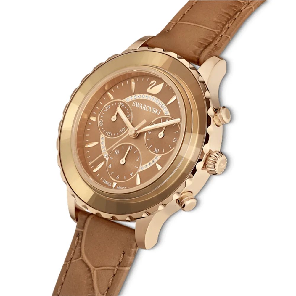 Reloj Octea Lux Chrono, Correa de piel, Marrón, Acabado tono oro