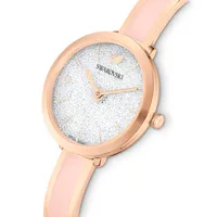 Reloj Crystalline Delight, Brazalete de metal, Rosa, Acabado tono oro rosa