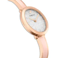 Reloj Crystalline Delight, Brazalete de metal, Rosa, Acabado tono oro rosa