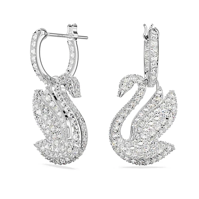 Pendientes Swarovski Iconic Swan, Cisne, Blancos, Baño de rodio