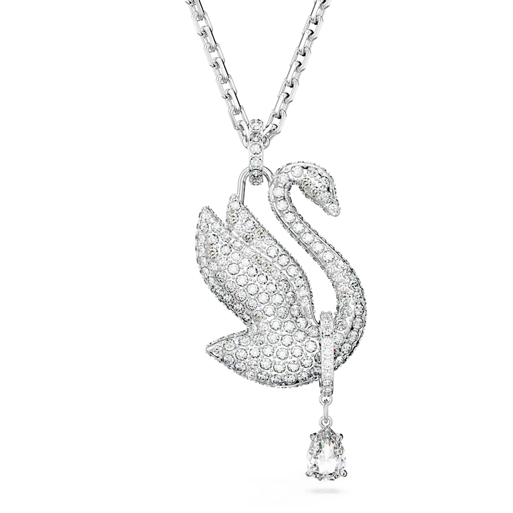 Collar Swarovski Iconic Swan, Cisne, Largos, Blanco, Baño de rodio