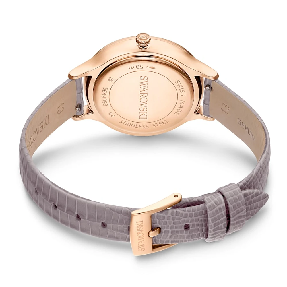 Reloj Octea Nova, Fabricado en Suiza, Correa de piel, Beige, Acabado tono oro rosa