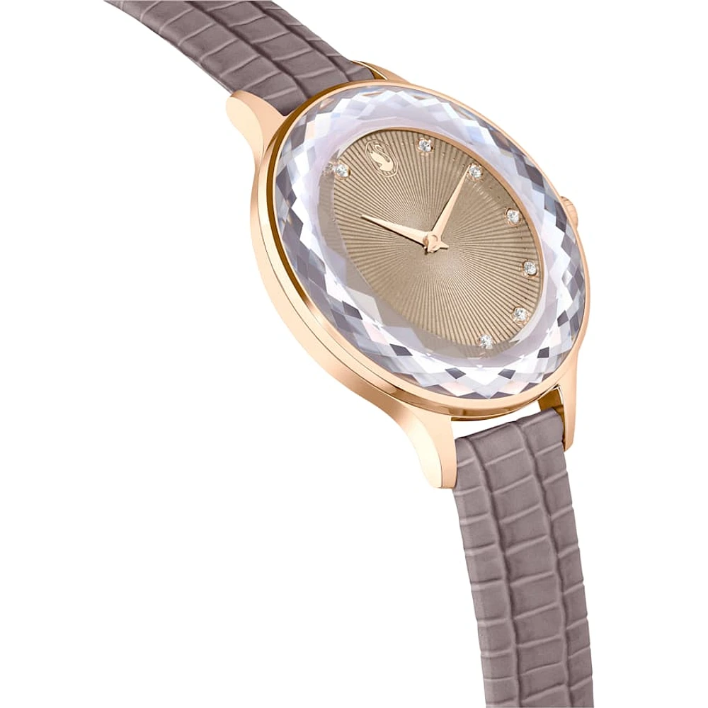 Reloj Octea Nova, Fabricado en Suiza, Correa de piel, Beige, Acabado tono oro rosa