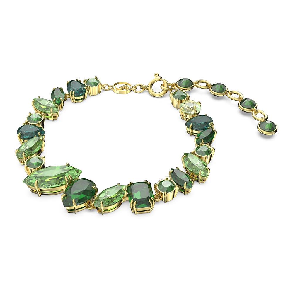 Pulsera Gema, Tallas mixtas, Verde, Baño tono oro