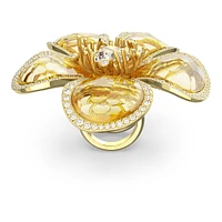 Anillo de cóctel Florere, Flor, Amarillo, Baño tono oro