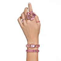 Anillo de cóctel Florere, Pavé, Flor, Rosa, Baño tono oro