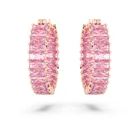 Pendientes de aro Matrix, Talla baguette, Rosas, Baño tono oro rosa