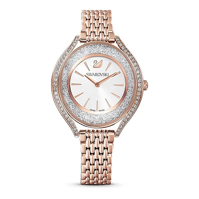 Reloj Crystalline Aura, brazalete de metal, tono oro rosa, PVD tono oro rosa