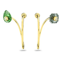 Aretes Numina, Asimétrico, Grandes, Multicolores, Baño tono oro