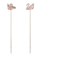 Aretes Dazzling Swan, multicolor, baño de oro rosa