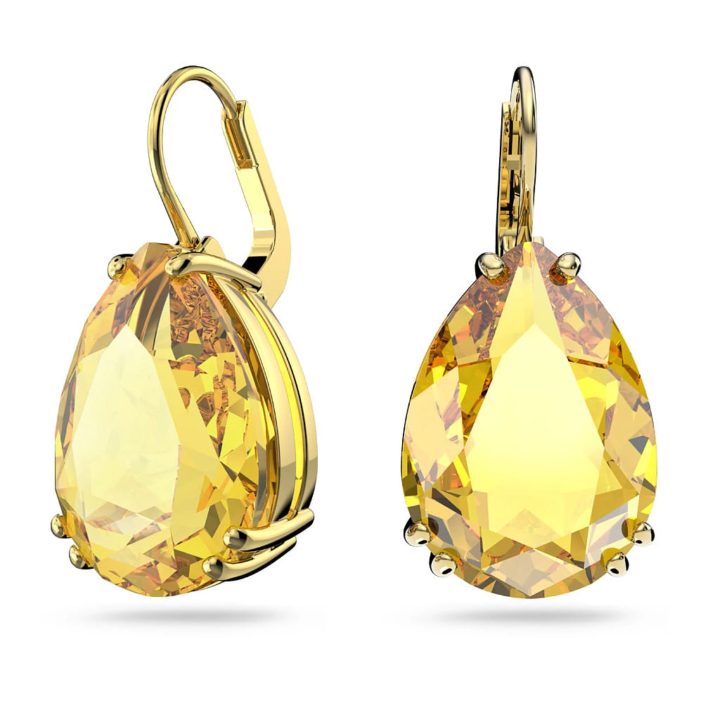 Aretes Millenia, Cristal de talla de pera, Amarillos, Baño tono oro