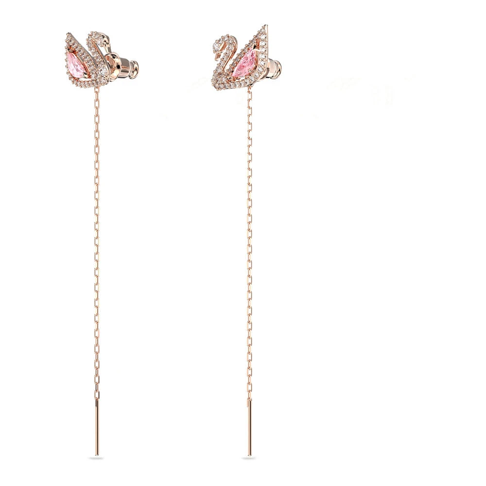 Aretes Dazzling Swan, multicolor, baño de oro rosa