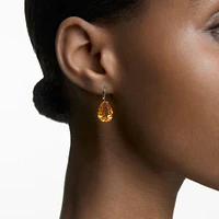 Aretes Millenia, Cristal de talla de pera, Amarillos, Baño tono oro