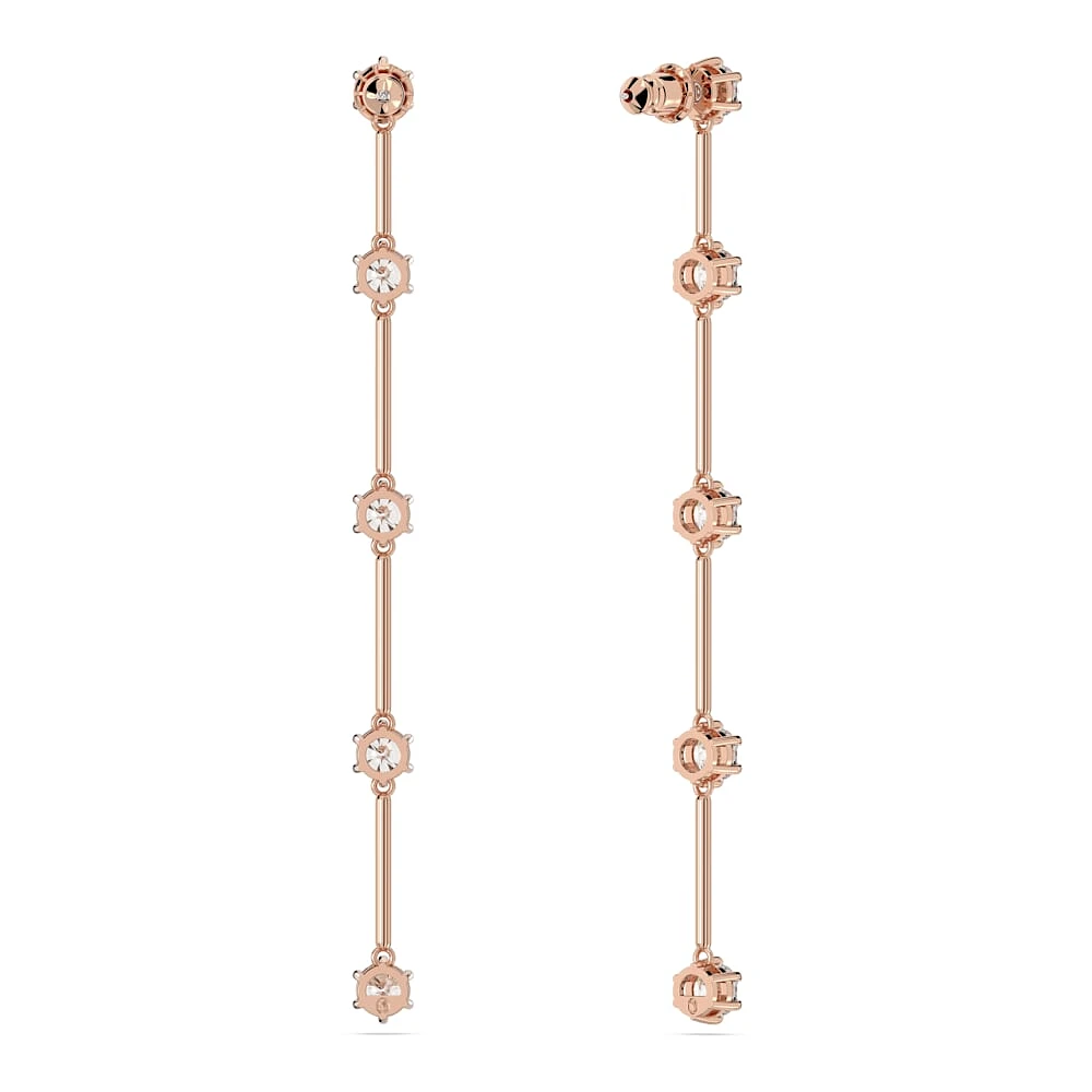 Pendientes Constella, Talla redonda, Blancos, Baño tono oro rosa