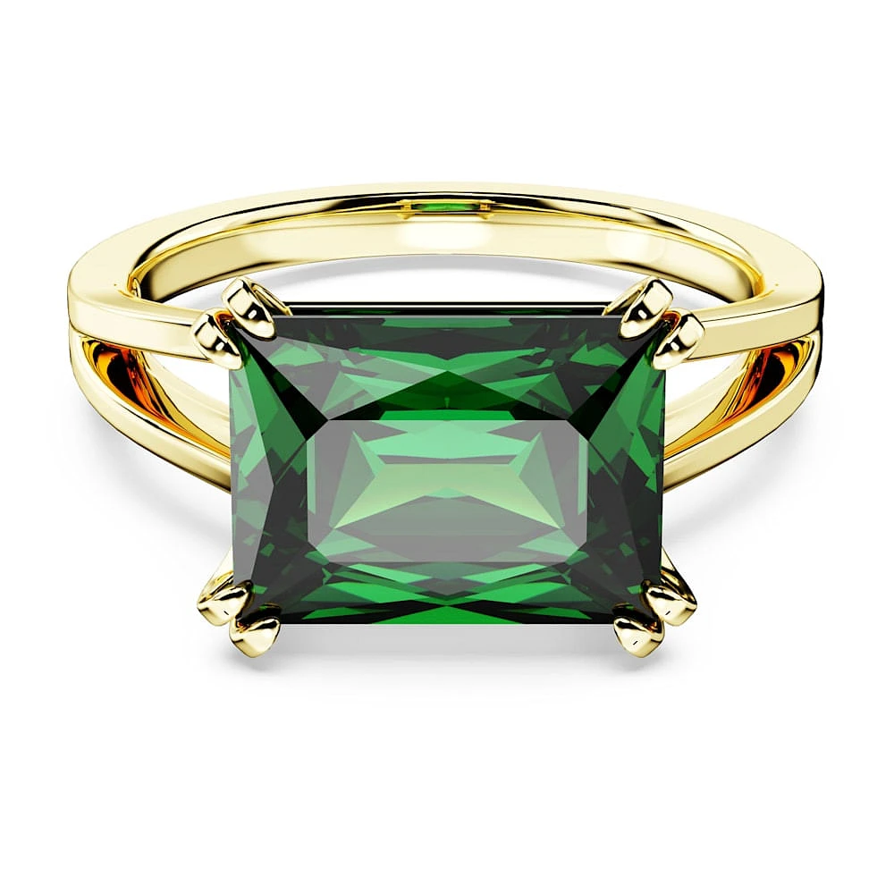 Anillo de cóctel Matrix, Talla rectangular, Verde, Baño tono oro