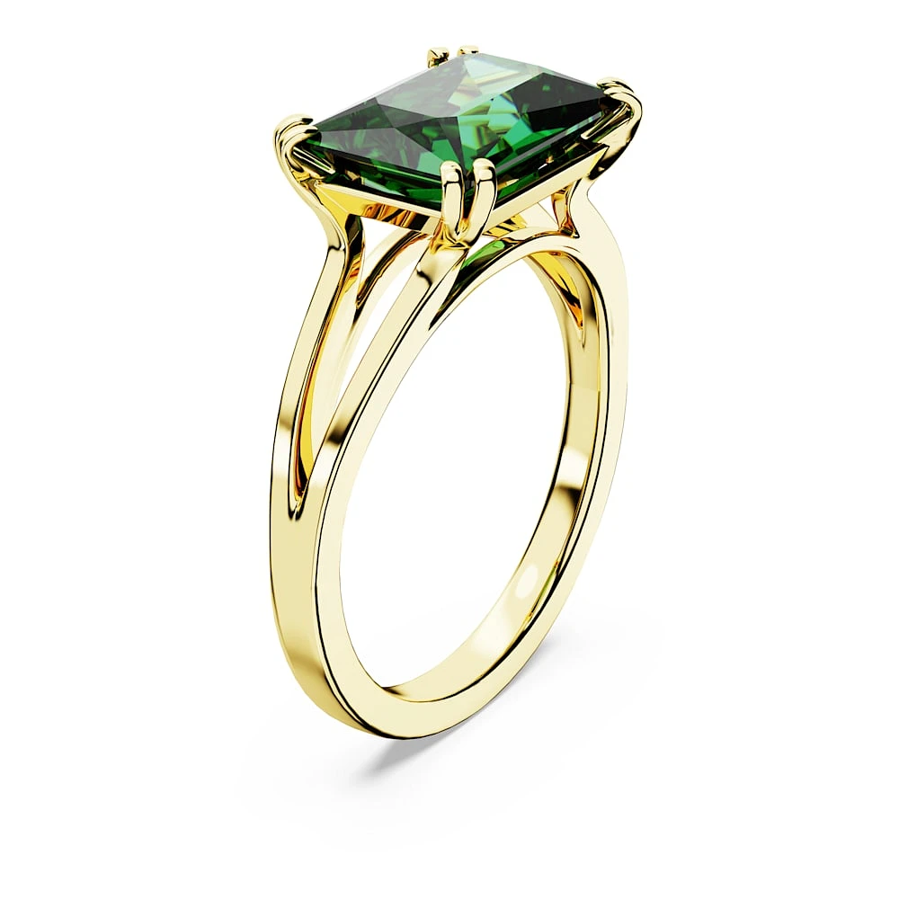 Anillo de cóctel Matrix, Talla rectangular, Verde, Baño tono oro