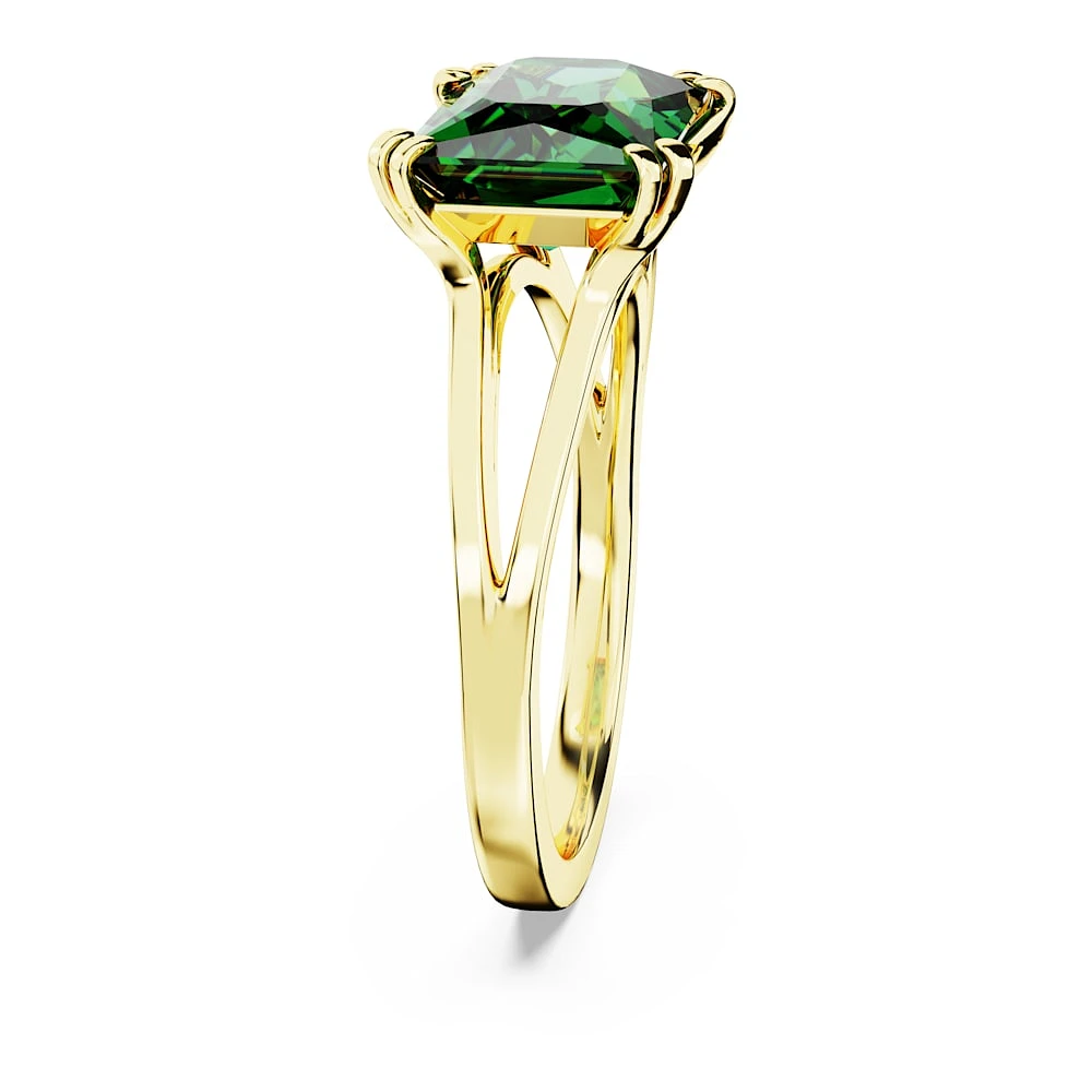 Anillo de cóctel Matrix, Talla rectangular, Verde, Baño tono oro