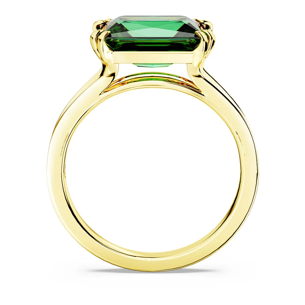 Anillo de cóctel Matrix, Talla rectangular, Verde, Baño tono oro