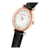 Reloj Crystalline Wonder, Fabricado en Suiza, Correa de piel, Negro, Acabado tono oro rosa