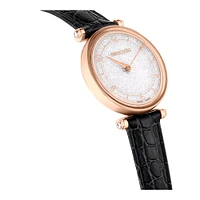 Reloj Crystalline Wonder, Fabricado en Suiza, Correa de piel, Negro, Acabado tono oro rosa