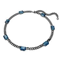 Collar Millenia, Talla octogonal, Azul, Recubrimiento en rutenio