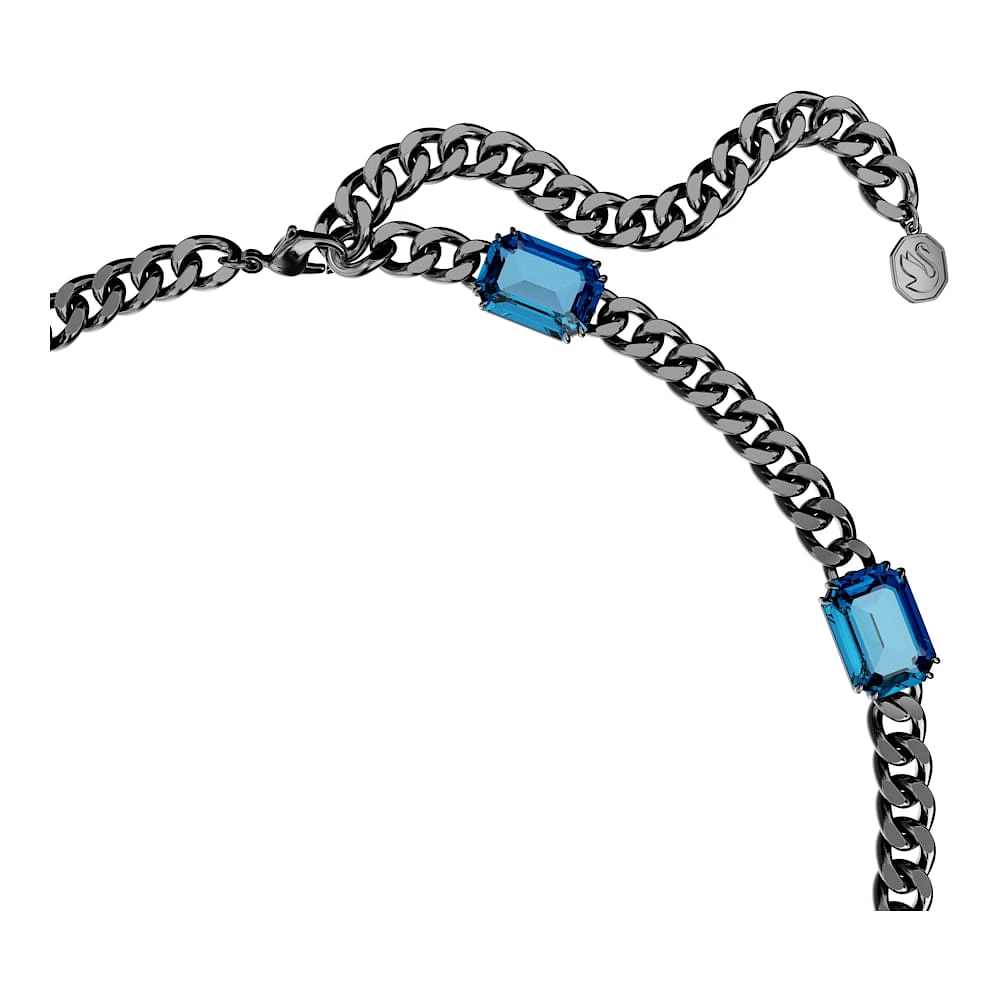 Collar Millenia, Talla octogonal, Azul, Recubrimiento en rutenio