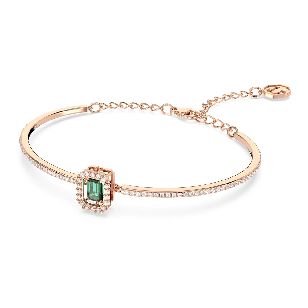 Brazalete Millenia, Talla octogonal, Pavé, Verde, Recubrimiento tono oro rosa