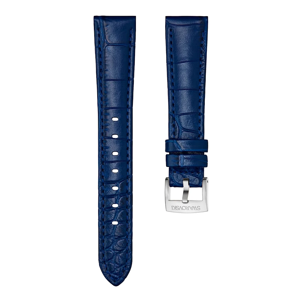 Correa de reloj, 17 mm (0,67") de ancho, Piel con costura, Azul