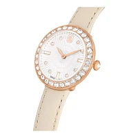 Reloj Certa, Fabricado en Suiza, Correa de piel, Beige, Acabado tono oro rosa