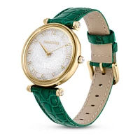 Reloj Crystalline Wonder, Fabricado en Suiza, Correa de piel, Verde, Acabado tono oro