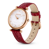 Reloj Crystalline Wonder, Fabricado en Suiza, Correa de piel, Rojo, Acabado tono oro rosa
