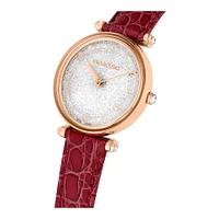 Reloj Crystalline Wonder, Fabricado en Suiza, Correa de piel, Rojo, Acabado tono oro rosa