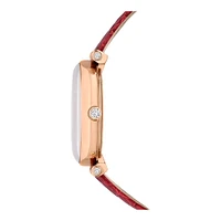 Reloj Crystalline Wonder, Fabricado en Suiza, Correa de piel, Rojo, Acabado tono oro rosa