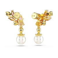 Pendientes Gema, Tallas mixtas, Crystal Pearls, Flor, Rosas, Recubrimiento tono oro