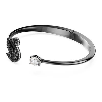 Brazalete Swarovski Swan, Cisne, Negro, Recubrimiento en rutenio