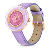 Reloj Crystalline Lustre, Fabricado en Suiza, Correa de piel, Morado, Acabado tono oro rosa